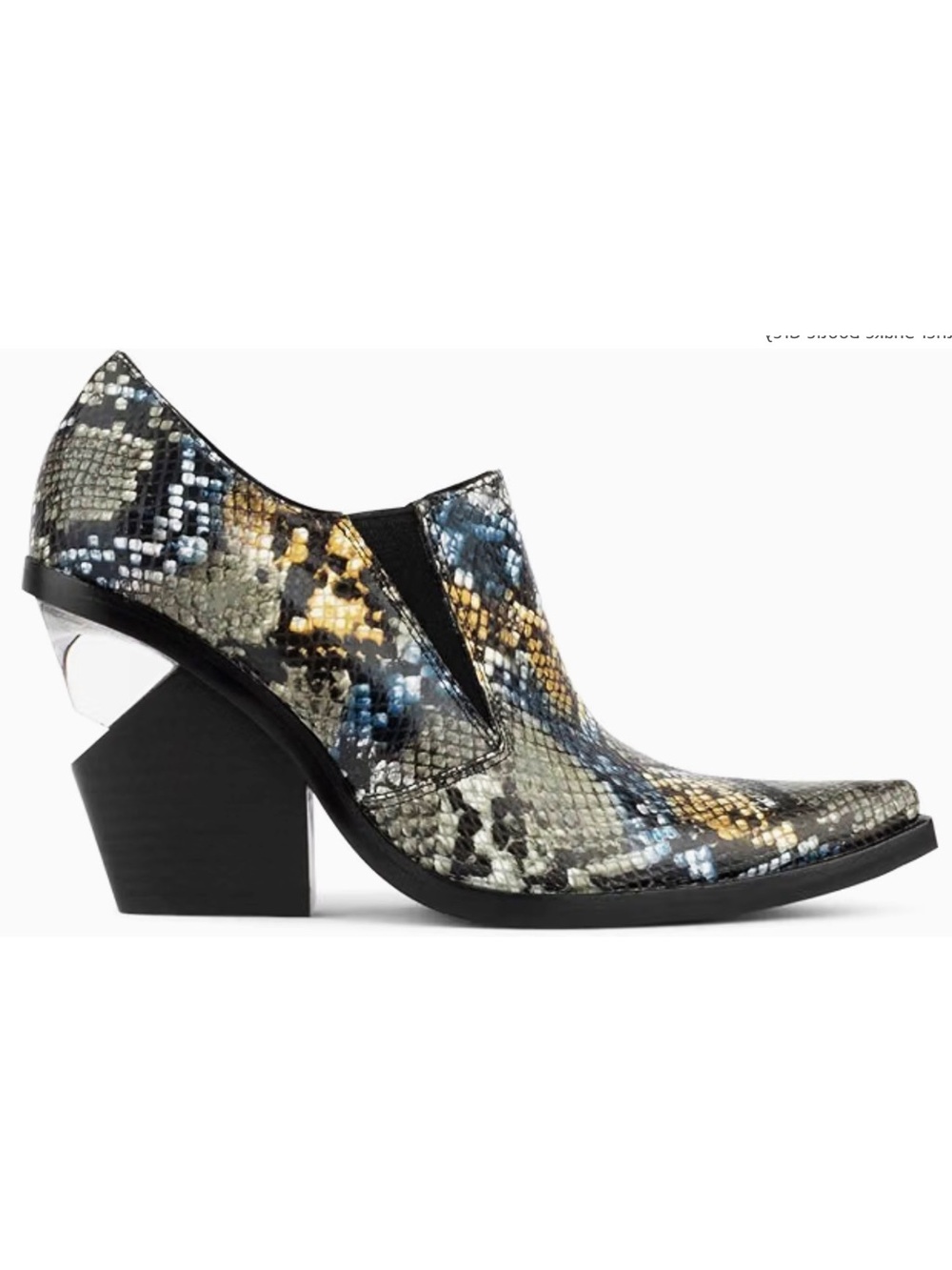 {Jeffrey Campbell} Flux Snake-Print Leather Pointed Toe Booties